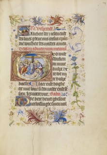 Initial G: The Deposition; Brabant, possibly, Flanders, Belgium; after 1460; Tempera colors, gold leaf, and ink on parchment