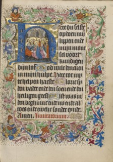 Initial H: Pentecost; Master of Evert Zoudenbalch, Dutch, active 3rd quarter of 15th century, Utrecht, Netherlands; about 1460