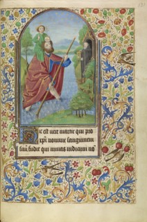 Saint Christopher Carrying the Christ Child; Master of Jacques of Luxembourg, French, active about 1460 - 1470, Flanders
