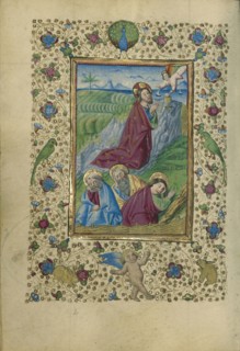 The Agony in the Garden; Naples, Campania, Italy; about 1460; Tempera colors, gold, and ink on parchment; Leaf: 17.1 x 12.1 cm