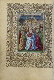 Pentecost; Naples, Campania, Italy; about 1460; Tempera colors, gold, and ink on parchment; Leaf: 17.1 x 12.1 cm