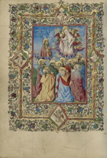 The Assumption of the Virgin and Saint Thomas Receiving the Virgin's Girdle; Naples, Campania, Italy; about 1460; Tempera colors