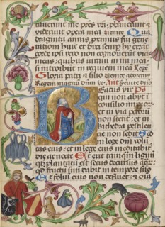 Initial B: David in Prayer; Probably Workshop of Ulrich Schreier, Austrian, about 1430 - 1490, or Vienna, Austria; about 1485