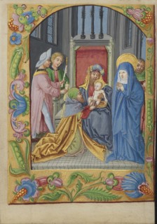 The Circumcision; Strasbourg, France; early 16th century; Tempera colors on parchment; Leaf: 13.5 x 10.5 cm, 5 5,16 x 4 1,8 in