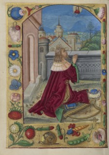 David in Prayer; Strasbourg, France; early 16th century; Tempera colors on parchment; Leaf: 13.5 x 10.5 cm, 5 5,16 x 4 1,8 in