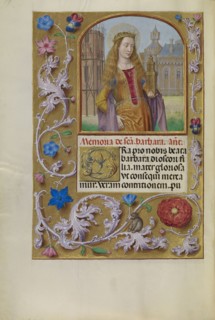 Saint Barbara with a Tower; Workshop of Master of the First Prayer Book of Maximilian, Flemish, active about 1475 - 1515, Ghent