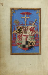 Blazon of Cardinal Albrecht von Brandenburg; Simon Bening, Flemish, about 1483 - 1561, Bruges, Belgium; about 1525–1530