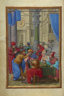 Judas Receiving the Thirty Pieces of Silver; Simon Bening, Flemish, about 1483 - 1561, Bruges, Belgium; about 1525–1530