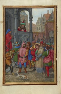 Christ Led from Herod to Pilate; Simon Bening, Flemish, about 1483 - 1561, Bruges, Belgium; about 1525 - 1530; Tempera colors