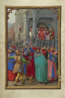 Ecce Homo; Simon Bening, Flemish, about 1483 - 1561, Bruges, Belgium; about 1525 - 1530; Tempera colors, gold paint, and gold