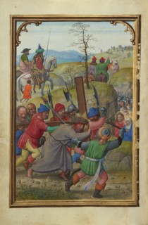 The Way to Calvary; Simon Bening, Flemish, about 1483 - 1561, Bruges, Belgium; about 1525 - 1530; Tempera colors, gold paint