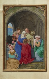 The Entombment; Simon Bening, Flemish, about 1483 - 1561, Bruges, Belgium; about 1525 - 1530; Tempera colors, gold paint