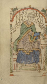 Eadmer of Canterbury Writing; Tournai, probably, Belgium; about 1140 - 1150; Tempera colors, gold paint, and ink on parchment