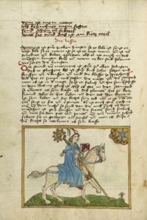 The Planet Jupiter Represented as a Bishop on Horseback; Ulm, Germany; shortly after 1464; Watercolor and ink on paper