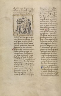 Preparations before the Battle of Hastings; Paris, France; about 1400 - 1415; Leaf: 29.1 x 19.1 cm, 11 7,16 x 7 1,2 in