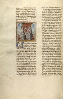 The Trinity; Ghent, Belgium; about 1475; Tempera colors, gold leaf, and gold paint on parchment; Leaf: 43.8 x 30.5 cm