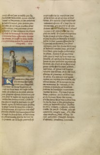 The Separation of Water and Land; Ghent, Belgium; about 1475; Tempera colors, gold leaf, and gold paint on parchment; Leaf