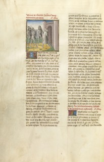 Joseph Cast into the Well; Ghent, Belgium; about 1475; Tempera colors, gold leaf, and gold paint on parchment; Leaf