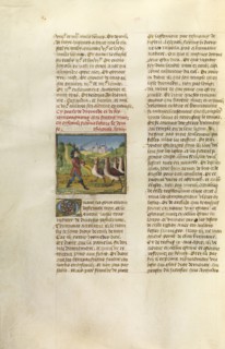 The Companions of Diomedes Changed to Geese; Ghent, Belgium; about 1475; Tempera colors, gold leaf, and gold paint on parchment