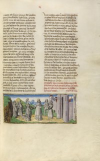 Solomon and the Queen of Sheba; Ghent, Belgium, Europe; about 1475; Tempera colors, gold leaf, and gold paint on parchment; Leaf