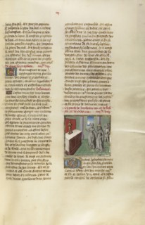 King Jeroboam before an Altar; Ghent, Belgium; about 1475; Tempera colors, gold leaf, and gold paint on parchment; Leaf