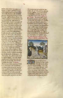 Alexander the Great Consulting the Oracle of the Tree; Ghent, Belgium; about 1475; Tempera colors, gold leaf, and gold paint