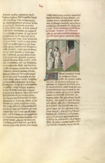The Presentation of the Virgin in the Temple; Ghent, Belgium; about 1475; Tempera colors, gold leaf, and gold paint on parchment