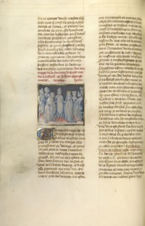 The Marriage of the Virgin; Ghent, Belgium; about 1475; Tempera colors, gold leaf, and gold paint on parchment; Leaf