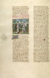 The First Temptation of Christ; Ghent, Belgium; about 1475; Tempera colors, gold leaf, and gold paint on parchment; Leaf