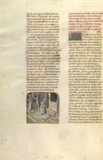 The Beheading of Longinus; Ghent, Belgium; about 1475; Tempera colors, gold leaf, and gold paint on parchment; Leaf
