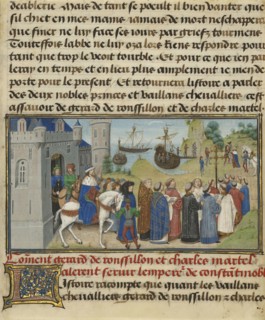 The Byzantine Emperor Welcoming Roussillon and Martel; Loyset Liédet, Flemish, active about 1448 - 1478, and Pol Fruit, Flemish