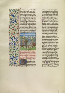 John of Gaunt Traveling to Santiago de Compostela; Bruges, Belgium; about 1480 - 1483; Tempera colors, gold leaf, gold paint