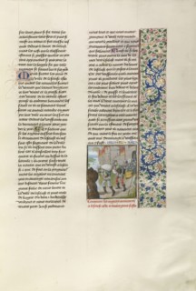 The English Capturing the Flemish Fleet and Burning Flemish Towns; Bruges, Belgium; about 1480 - 1483; Tempera colors, gold leaf