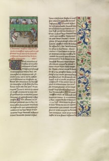 Thomas of Holland and Jean de Roye Jousting at Betanzos; Bruges, Belgium; about 1480 - 1483; Tempera colors, gold leaf