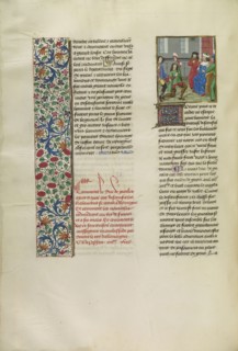The Duke of Gelders Sending a Messenger to the King of France; Bruges, Belgium; about 1480 - 1483; Tempera colors, gold leaf
