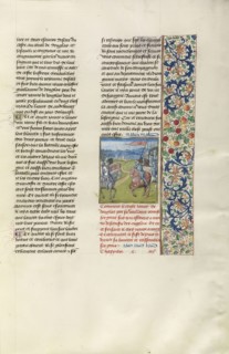James Douglas and Henry Percy Facing Each Other; Bruges, Belgium; about 1480 - 1483; Tempera colors, gold leaf, gold paint