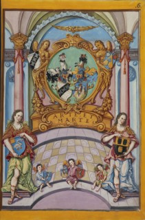 Second Frontispiece with the Derrer Coat of Arms; Nuremberg, Germany; about 1626 - 1711; Tempera colors with gold and silver