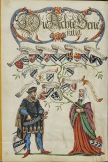 The Eighth Generation, Anthony Derrer; Nuremberg, Germany; about 1626 - 1711; Tempera colors with gold and silver highlights