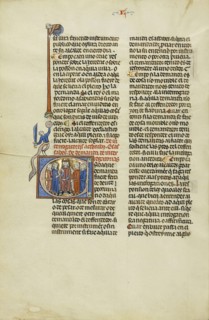 Initial C: Two Attorneys and Clients before a Judge; Unknown, Michael Lupi de Çandiu, Spanish, active Pamplona, Spain 1297
