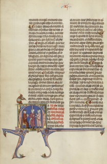 Initial M: Two Men before a Judge; Unknown, Michael Lupi de Çandiu, Spanish, active Pamplona, Spain 1297 - 1305, Northeastern