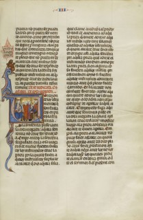 Initial P: A King and a Judge Speaking to Two Men; Unknown, Michael Lupi de Çandiu, Spanish, active Pamplona, Spain 1297 - 1305