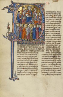 Initial D: A King Enthroned with Nobles and Lay People and Clerics in Conversation; Unknown, Michael Lupi de Çandiu Spanish