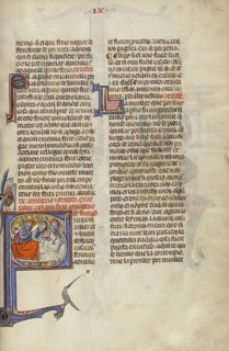 Initial S: Three Men Arresting a Man in Bed with a Woman; Unknown, Michael Lupi de Çandiu, Spanish, active Pamplona, Spain 1297