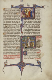 Initial A: Two Men before a Judge; Initial S: Two Men Fighting with a Club and a Sword; Unknown, Michael Lupi de Çandiu, Spanish