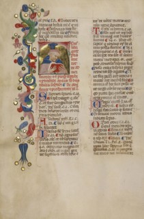 Initial T: Bust Portrait of a Man Reading; Cristoforo Cortese, Italian, active Venice, Italy 1390 - 1445, Venice, Veneto, Italy