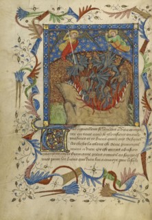 The Fall of the Rebel Angels; Avignon, probably, France; about 1430; Tempera colors, gold leaf, gold paint, and pen and ink