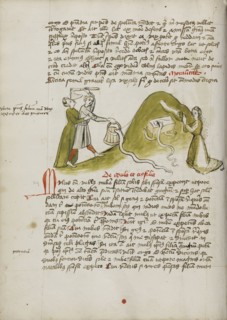 A Woman in Prayer and a Snake on a Nearby Hillock; A Man Trying to Kill a Snake with an Axe; Trier, probably, Germany