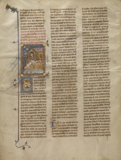 King Pelias Throwing King Tanor into the Sea; Paris, France; about 1320 - 1340; Tempera colors, gold paint, and silver