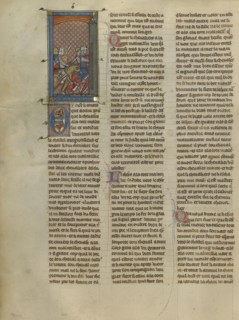 Mordret and Knight à la cote mal taillée Pursuing Two Knights; Paris, France; about 1320 - 1340; Tempera colors, gold paint