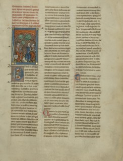 Kahedin and Palamedes Speaking to King Mark; Paris, France; about 1320 - 1340; Tempera colors, gold paint, and silver